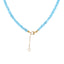 Blue topaz beaded gemstone necklace with solid gold beads and clasps. 