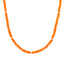 Product picture of a carnelian beaded necklace with five gold spacing beads, finished with a round gold clasp.