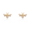 Picture showing this earring product of a diamond bumble bee earring studs with a yellow sapphire center. 