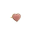 A heart shaped gemstone bezel set in solid yellow gold, with beaded band. The heart is three dimensional shaped. 