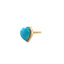 A heart shaped gemstone bezel set in solid yellow gold, with beaded band. The heart is three dimensional shaped. 