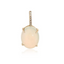 Product picture of opal pendant with a cabochon opal set with four prongs and a diamond bail. 14k solid gold.