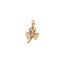 Product picture of a vintage three leaf clover charm with three diamonds on each pedal and a gold stem. 