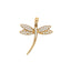 Product picture of a diamond dragon fly pendant with diamond encrusted wings and body. 