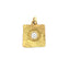 Picture of a square hammered texture gold pendant with a large diamond center bezel set.