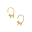 Picture of gold cat earring on the ear. The cat's tail is curved up and can be thread through the piercing and the body of the cat rests against the ear lobe creating a subtle yet sparkly affect. 