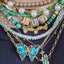 Necklace layering styling with our white opal necklace and other gold chains