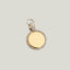 Product picture of a coin charm with diamond boarder. This is the back of the pendant which has space for engraving. 